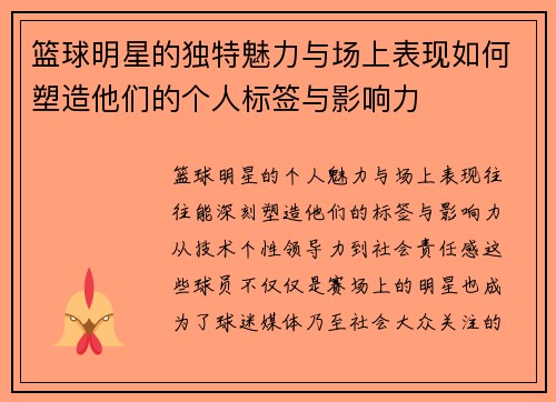 篮球明星的独特魅力与场上表现如何塑造他们的个人标签与影响力